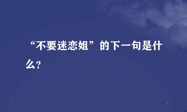 “不要迷恋姐”的下一句是什么？