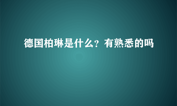 德国柏琳是什么？有熟悉的吗