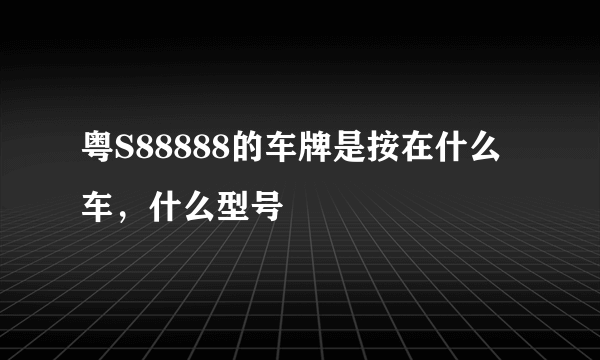 粤S88888的车牌是按在什么车，什么型号