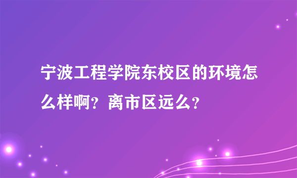 宁波工程学院东校区的环境怎么样啊？离市区远么？