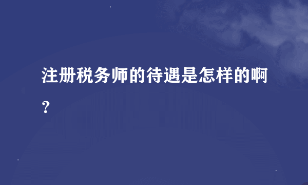 注册税务师的待遇是怎样的啊？