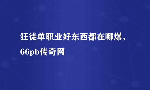 狂徒单职业好东西都在哪爆，66pb传奇网