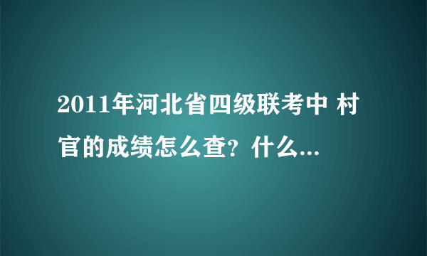 2011年河北省四级联考中 村官的成绩怎么查？什么时候才能查？