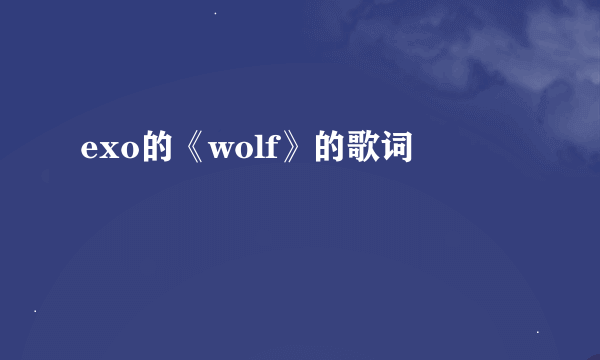 exo的《wolf》的歌词