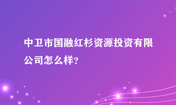 中卫市国融红杉资源投资有限公司怎么样？