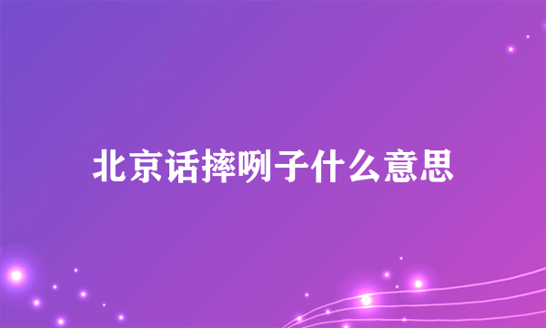 北京话摔咧子什么意思