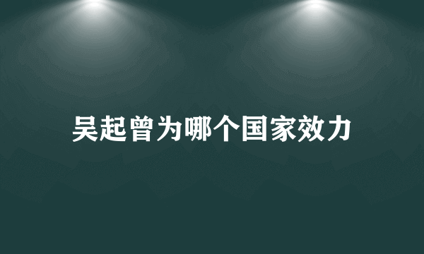 吴起曾为哪个国家效力