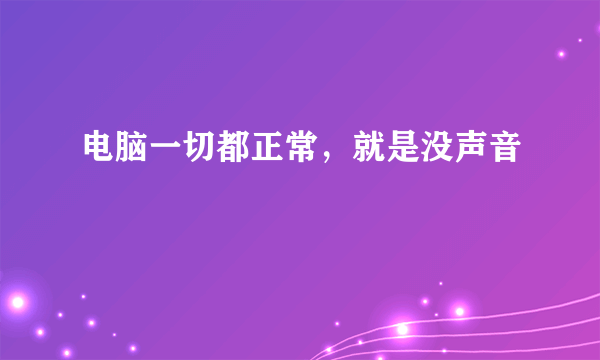 电脑一切都正常，就是没声音