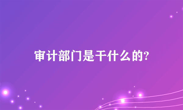 审计部门是干什么的?