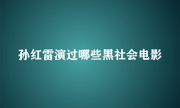 孙红雷演过哪些黑社会电影