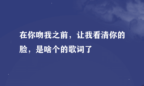 在你吻我之前，让我看清你的脸，是啥个的歌词了