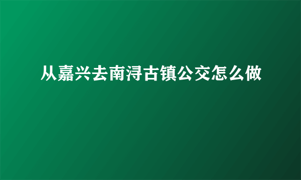 从嘉兴去南浔古镇公交怎么做