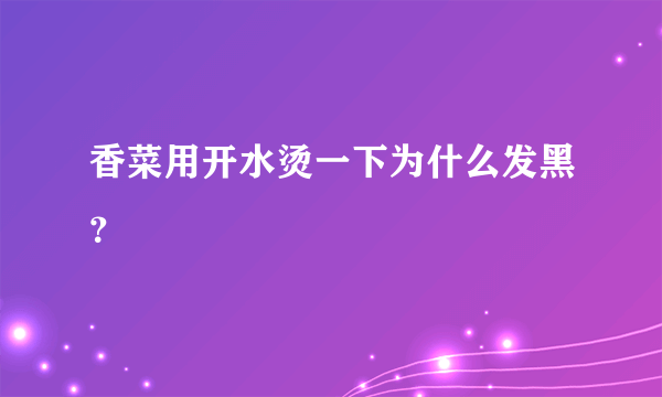 香菜用开水烫一下为什么发黑？