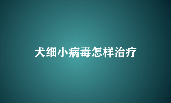 犬细小病毒怎样治疗