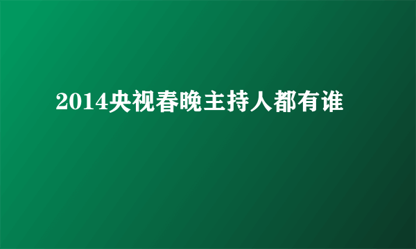 2014央视春晚主持人都有谁