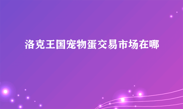 洛克王国宠物蛋交易市场在哪