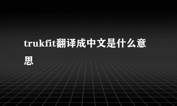 trukfit翻译成中文是什么意思