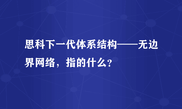 思科下一代体系结构——无边界网络，指的什么？