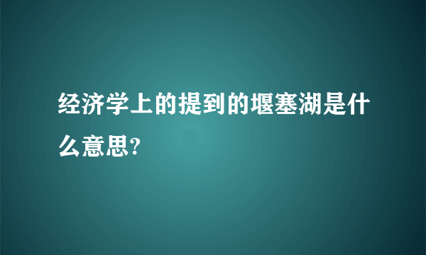 经济学上的提到的堰塞湖是什么意思?