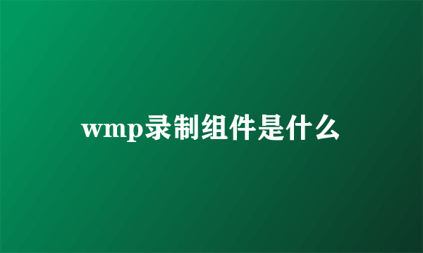 wmp录制组件是什么