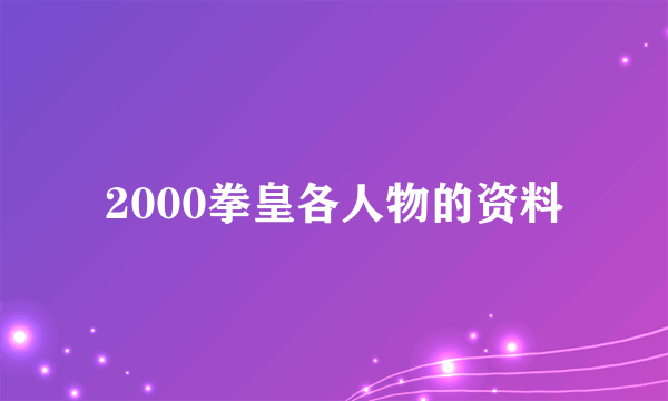 2000拳皇各人物的资料