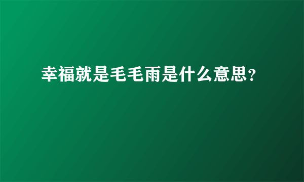 幸福就是毛毛雨是什么意思？