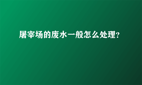 屠宰场的废水一般怎么处理？