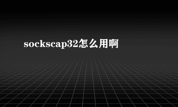 sockscap32怎么用啊