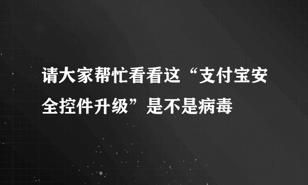 请大家帮忙看看这“支付宝安全控件升级”是不是病毒