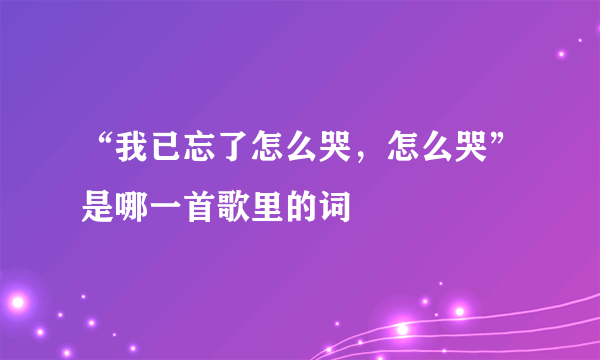 “我已忘了怎么哭，怎么哭”是哪一首歌里的词