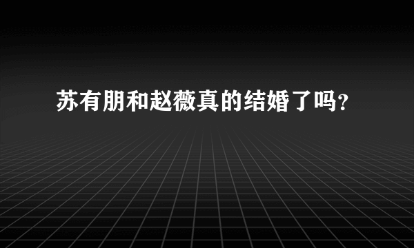 苏有朋和赵薇真的结婚了吗？