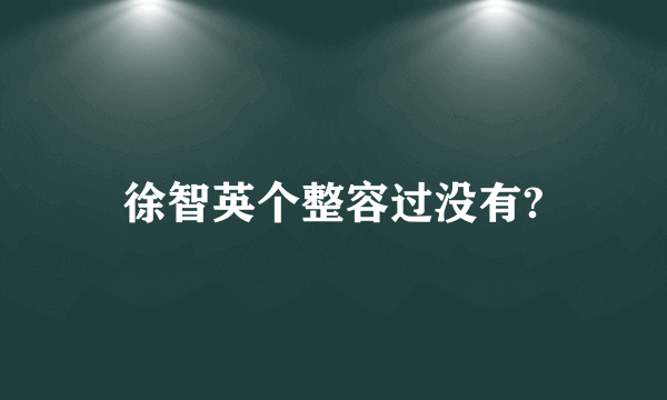 徐智英个整容过没有?