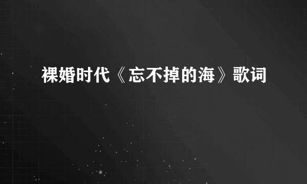 裸婚时代《忘不掉的海》歌词