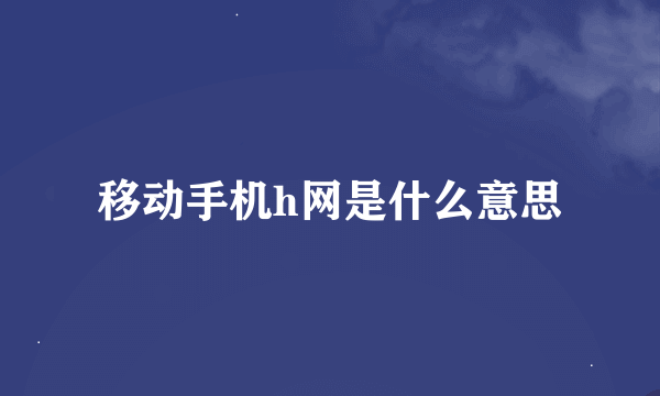 移动手机h网是什么意思