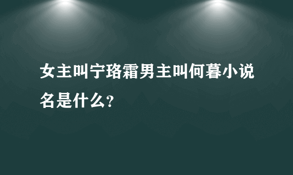 女主叫宁珞霜男主叫何暮小说名是什么？