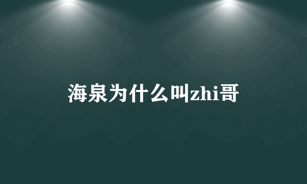 海泉为什么叫zhi哥