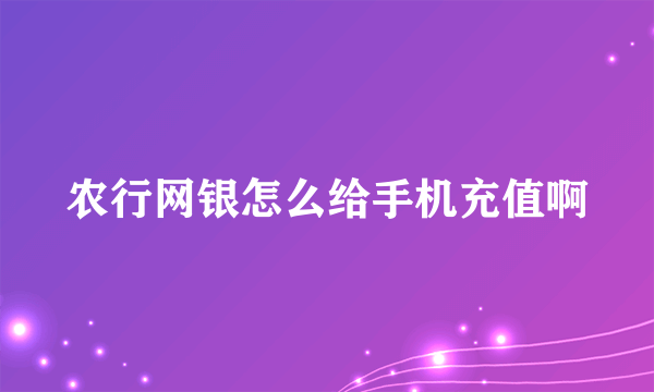 农行网银怎么给手机充值啊