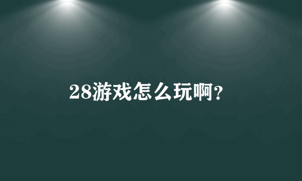 28游戏怎么玩啊？