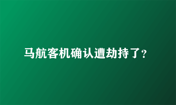 马航客机确认遭劫持了？