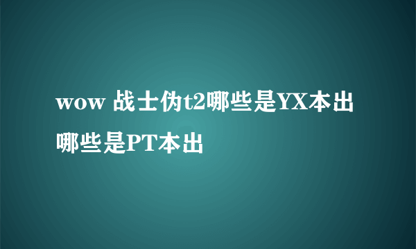 wow 战士伪t2哪些是YX本出哪些是PT本出