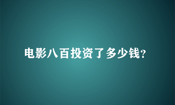 电影八百投资了多少钱？