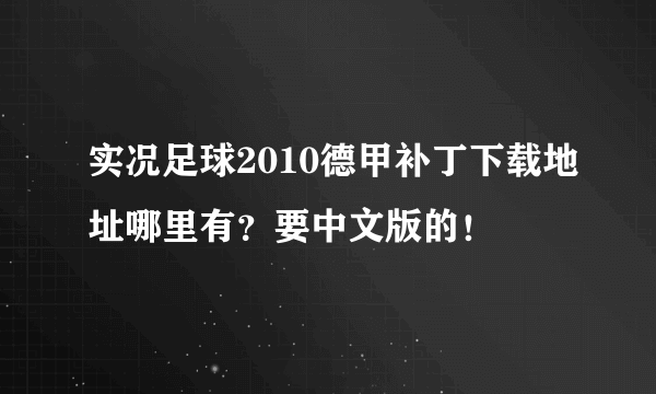 实况足球2010德甲补丁下载地址哪里有？要中文版的！