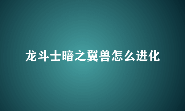 龙斗士暗之翼兽怎么进化