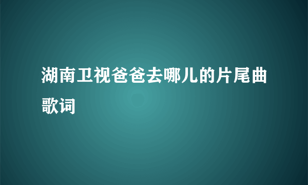 湖南卫视爸爸去哪儿的片尾曲歌词