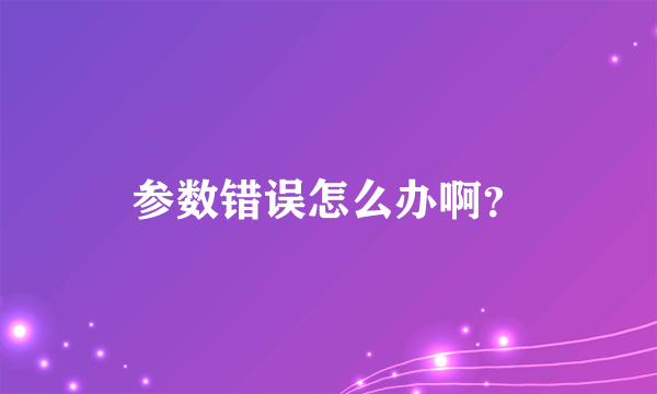 参数错误怎么办啊？