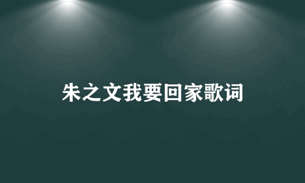 朱之文我要回家歌词