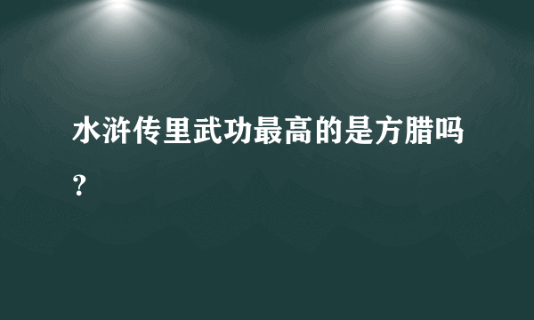 水浒传里武功最高的是方腊吗？