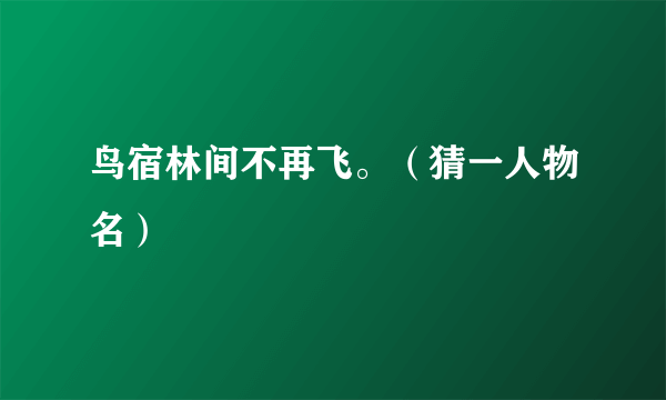 鸟宿林间不再飞。（猜一人物名）