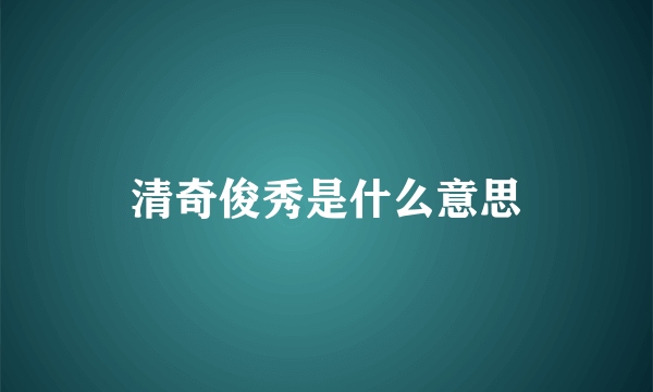 清奇俊秀是什么意思