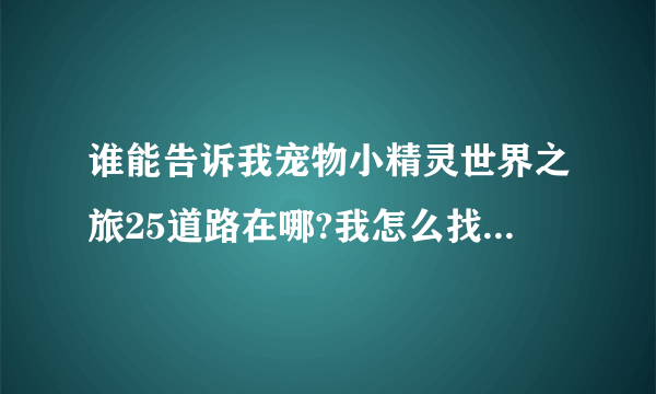 谁能告诉我宠物小精灵世界之旅25道路在哪?我怎么找不到，说是和小蓝对话去精灵小岛抓梦的